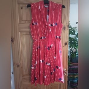 Modcloth Red and Blue Geometric Dress